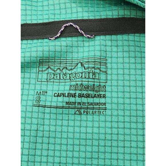 Patagonia Women’s‎ Capilene Baselayer Mid-weight 1/2 Zip Top Green Outdoor Sz  S - Picture 6 of 10